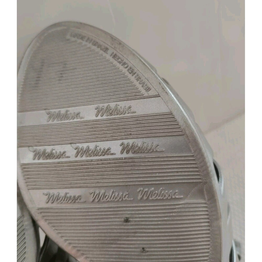 Melissa Liberty Jelly Strappy Silver Sandals Slight Wedged Heel US Sz 7/ EU 38 - Picture 12 of 14